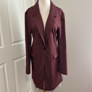 Sanctuary Designed in Los Angeles red, black & white long sleeve coat, size L